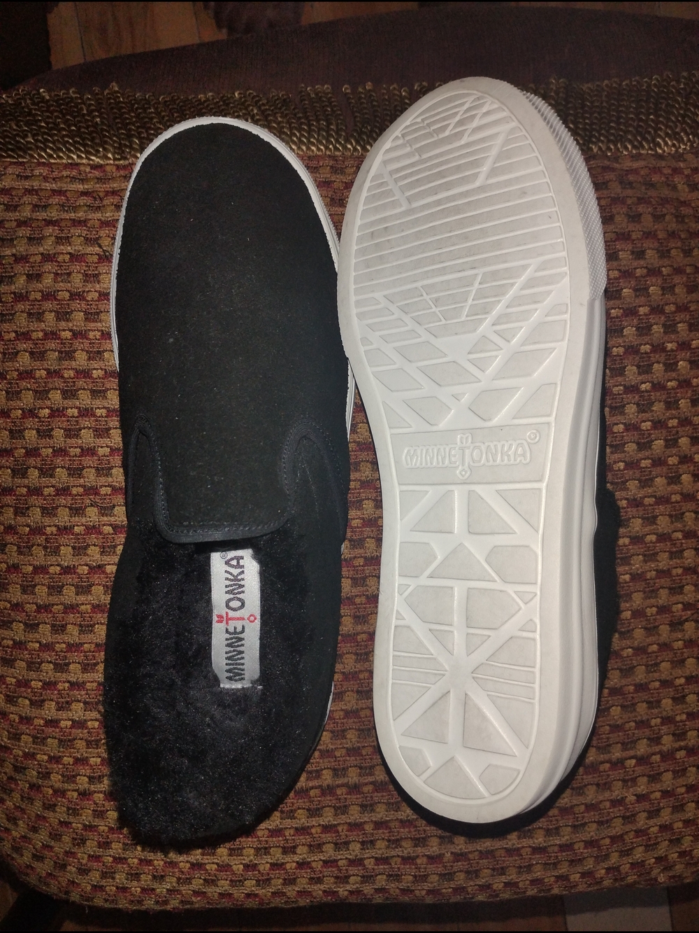 Minnetonka Black Slip-On Fleece-Lined Casual Shoes